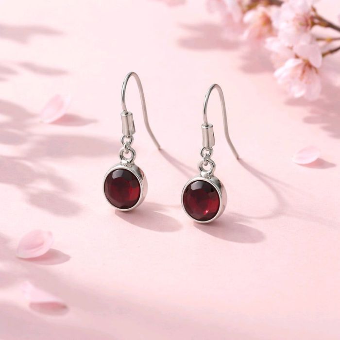 Natural Rhodolite Garnet Earing
