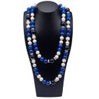 LAPIS LAZULI, ONYX & FRESHWATER PEARL ROPE NECKLACE