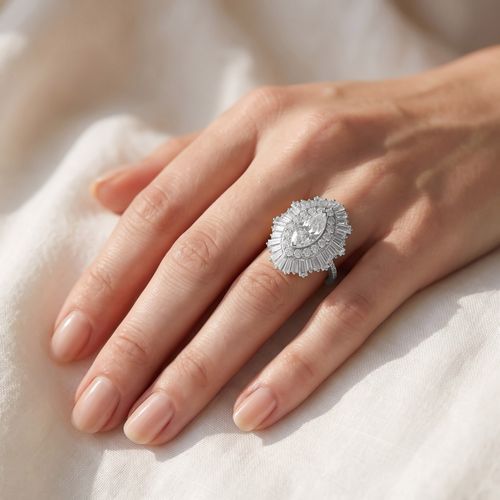 Radiant Marquise Halo Statement Ring