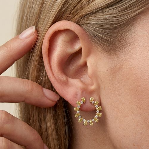 Aurora Pear Halo Hoop Earrings