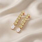 Elegant Yellow & White Stone Drop Earrings