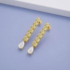 Elegant Yellow & White Stone Drop Earrings