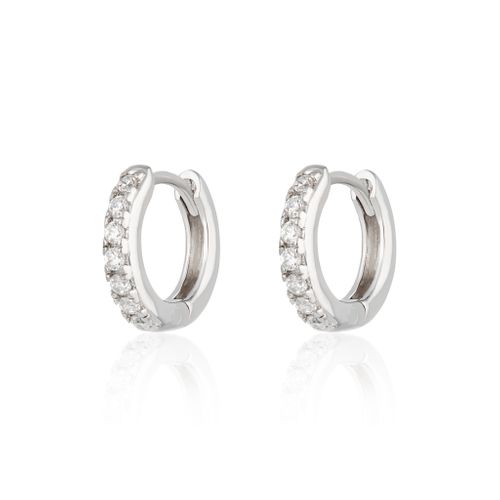 Huggie Earrings with Clear Stones