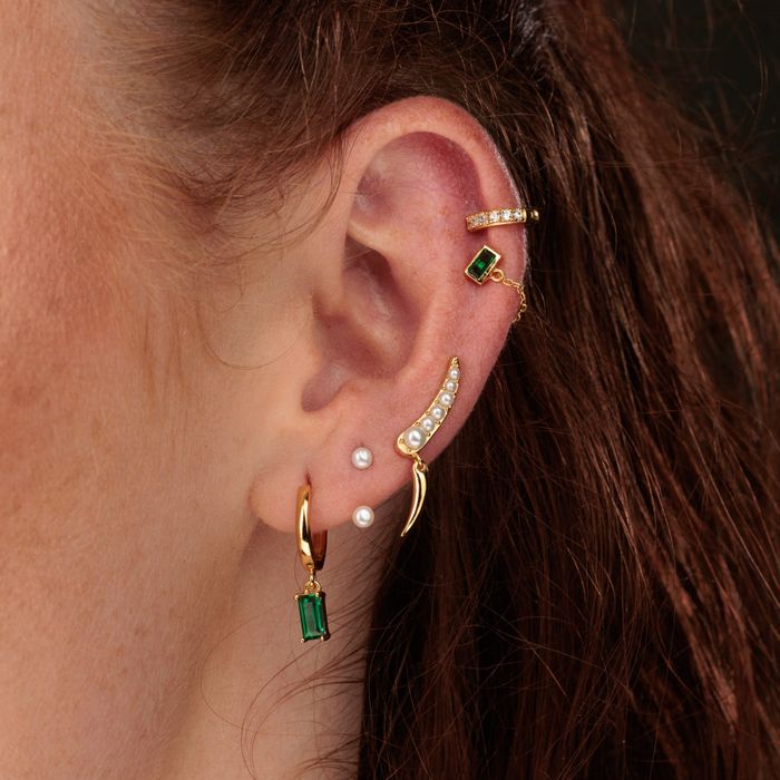 Pearl Ear Climber Earrings with Claw Drop