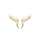 Pearl Ear Climber Earrings with Claw Drop