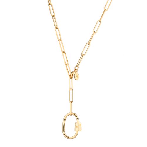 Oval Carabiner Long Link Chain Necklace