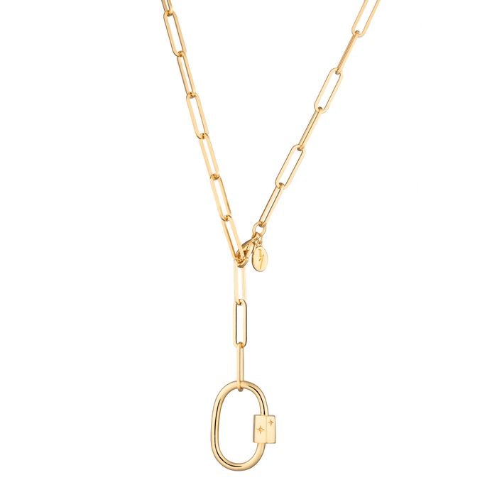 Oval Carabiner Long Link Chain Necklace