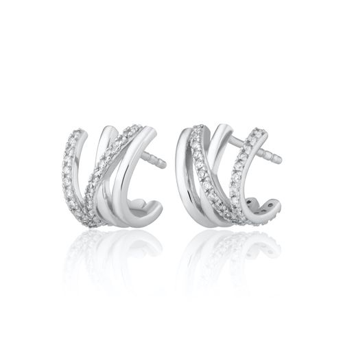 Crossed Illusion Hoop Stud Earrings
