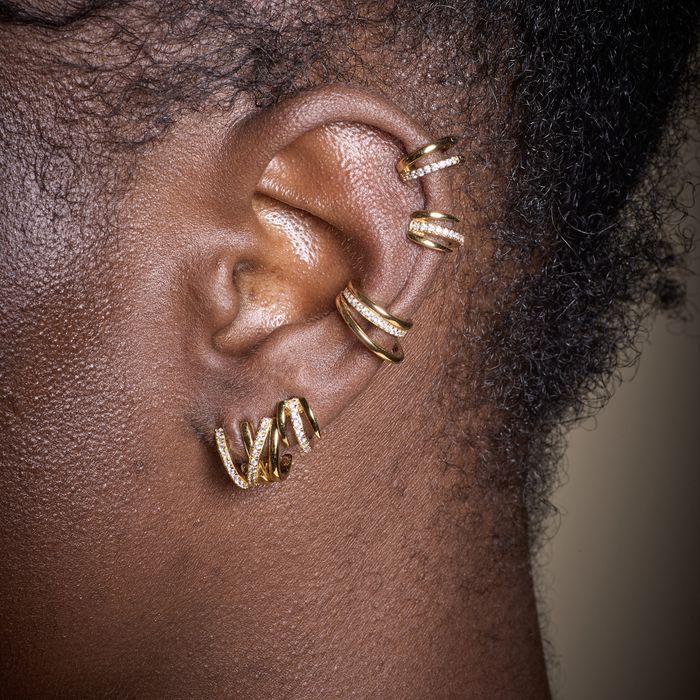 Crossed Illusion Hoop Stud Earrings