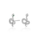 Snake Stud Earrings with Green Eyes