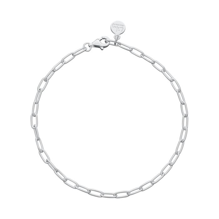 Silver Oval Link Charm Bracelet