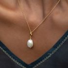 Gold Plated Baroque Pearl Charm