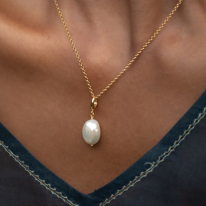 Gold Plated Baroque Pearl Charm