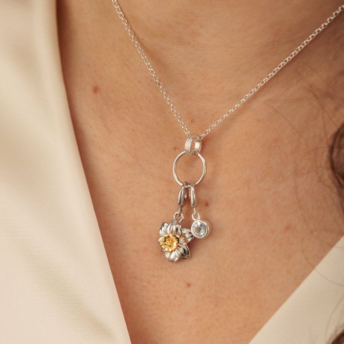 Silver Daffodil Flower Charm