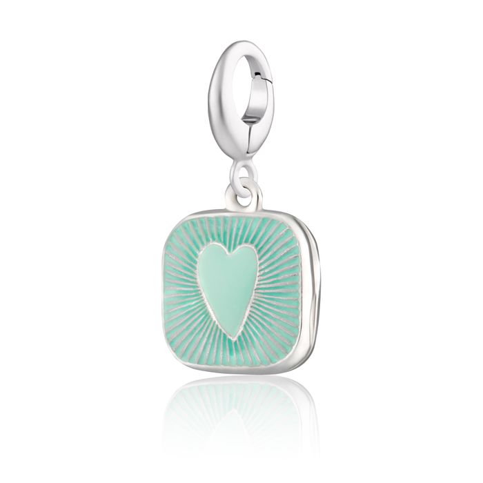 Silver Turquoise Heart Locket Charm