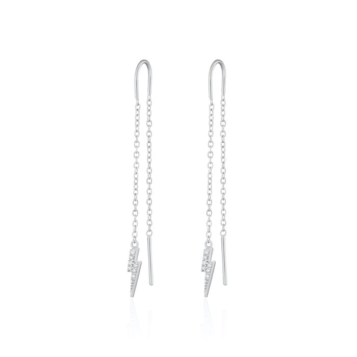 Sparkling Lightning Bolt Threader Earrings