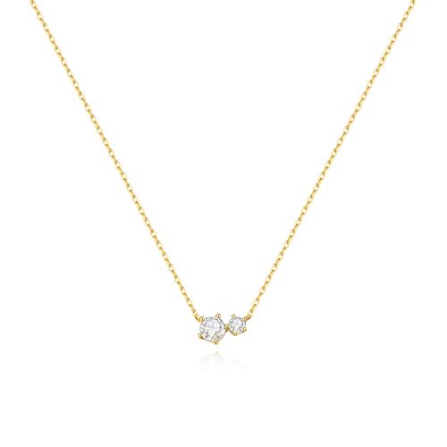 Gold Prong Set Duo Necklace