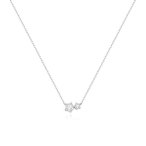 Silver Prong Set Duo Necklace