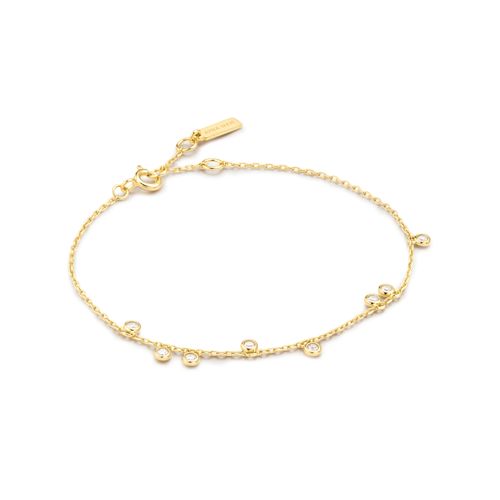 Gold Bezel-Set Droplet Station Bracelet