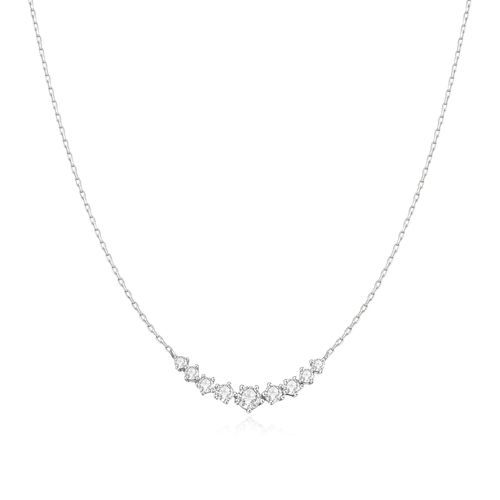 Silver Graduated Pavé Arc Necklace