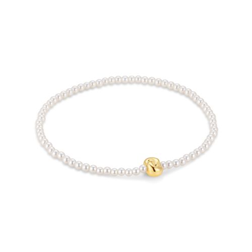 Gold Glass Pearl & Twist Beaded Bracelet