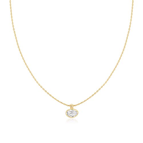 Gold Bezel Organic Pebble Necklace