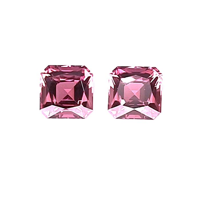 Elegant 8.28ct Pink Tourmaline Pair – Asscher & Radiant Cut Brilliance BY GEMWORLD LIMITIED 