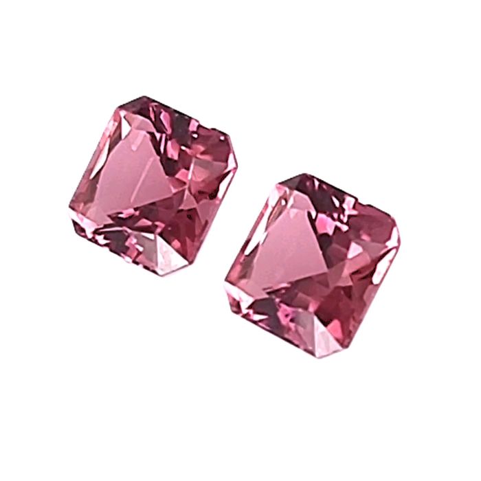 Elegant 8.28ct Pink Tourmaline Pair – Asscher & Radiant Cut Brilliance BY GEMWORLD LIMITIED 
