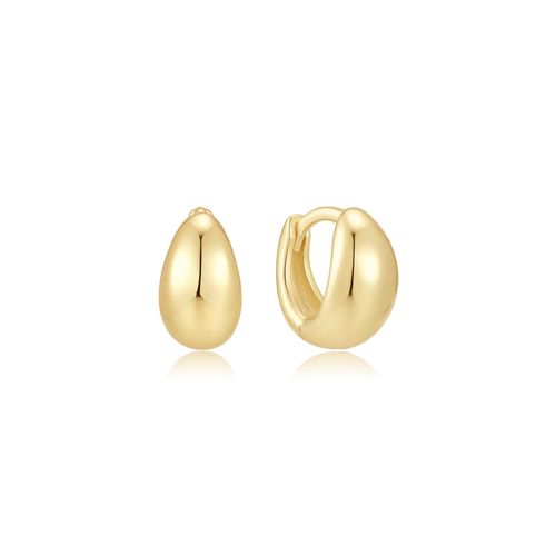 Gold Organic Dome Pebble Huggie Hoop Earrings