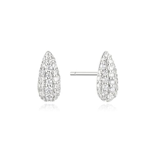 Silver Pavé Dome Stud Earrings