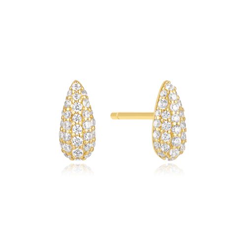 Gold Pavé Dome Stud Earrings