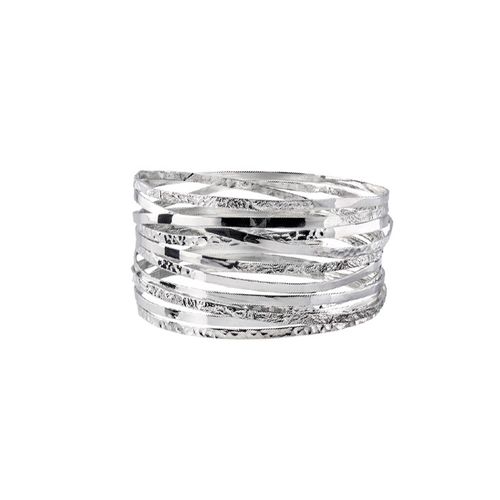 Wound Large Silver Bangle
