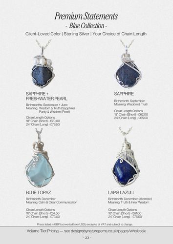 Premium Statements - Blue Collection - Sterling Silver - Sapphire, Sapphire + Freshwater Pearl, Blue Topaz & Lapis Lazuli