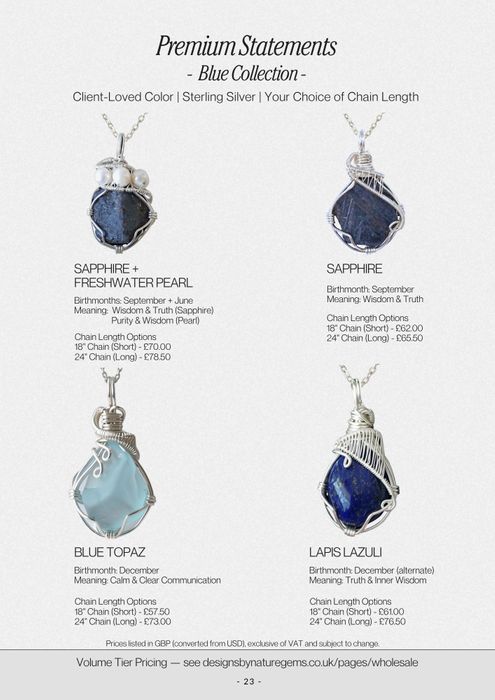 Premium Statements - Blue Collection - Sterling Silver - Sapphire, Sapphire + Freshwater Pearl, Blue Topaz & Lapis Lazuli