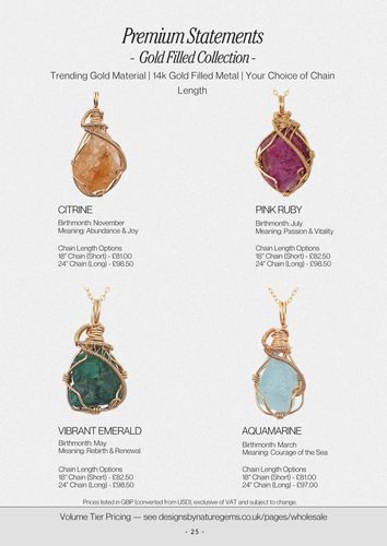 Premium Statements - Gold Filled Collection - 14K Gold Filled - Citrine, Pink Ruby, Vibrant Emerald & Aquamarine
