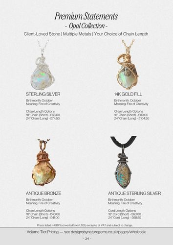 Premium Statements - Opal Collection - Sterling Silver, 14K Gold Fill, Antique Bronze & Antique Sterling Silver