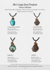 Men's Large Stone Pendants - Bronze Collection - Leather Cord Necklaces