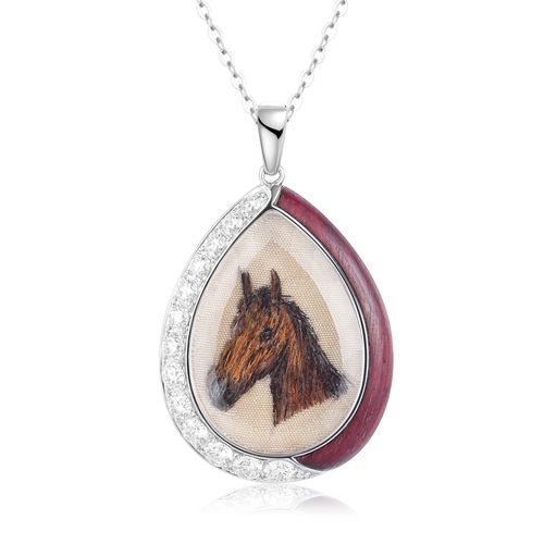 SIlk Embroidered Horse (Necklace) 