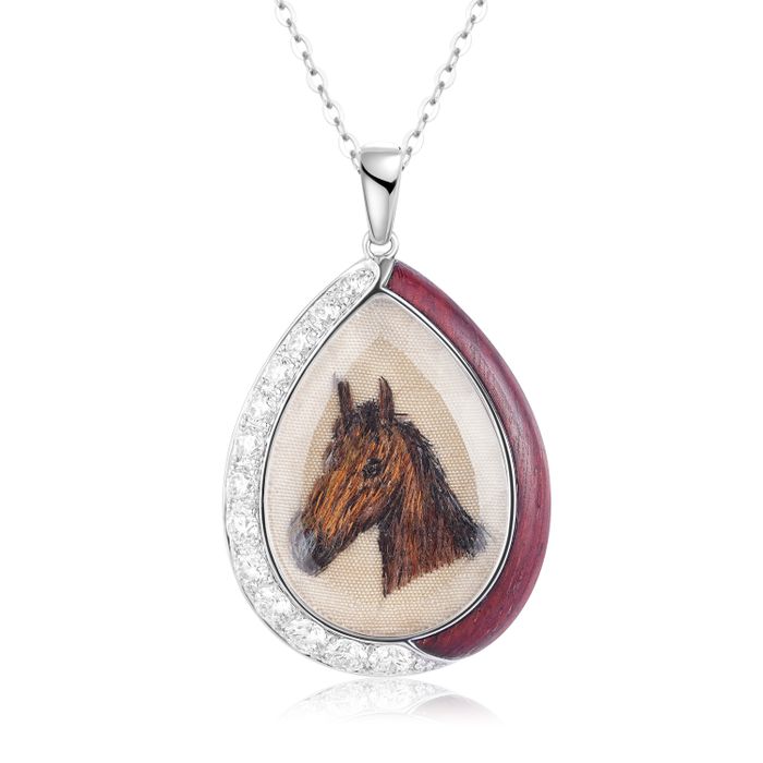 SIlk Embroidered Horse (Necklace) 