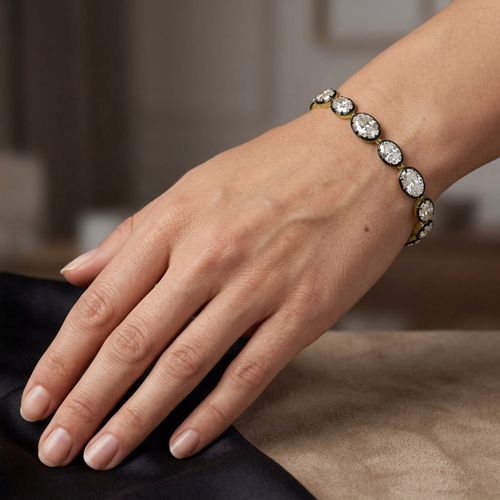 Black Rhodium Oval Diamond Tennis Bracelet