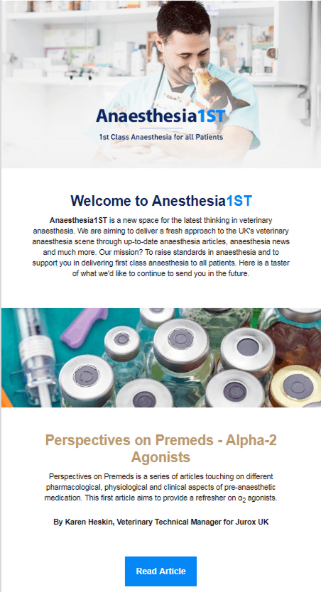 Jurox launches new 'Anaesthesia1ST' newsletter