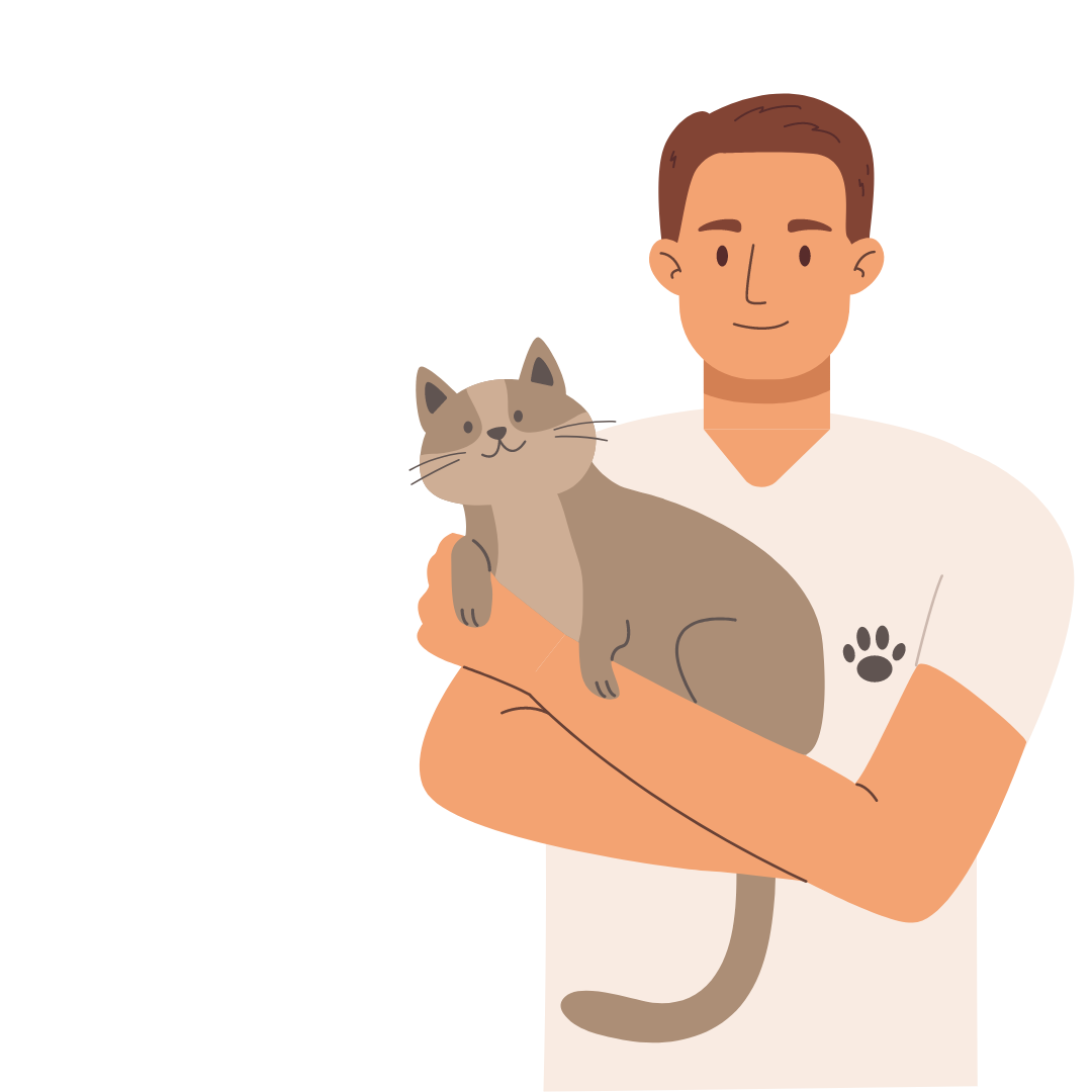vet with a cat 