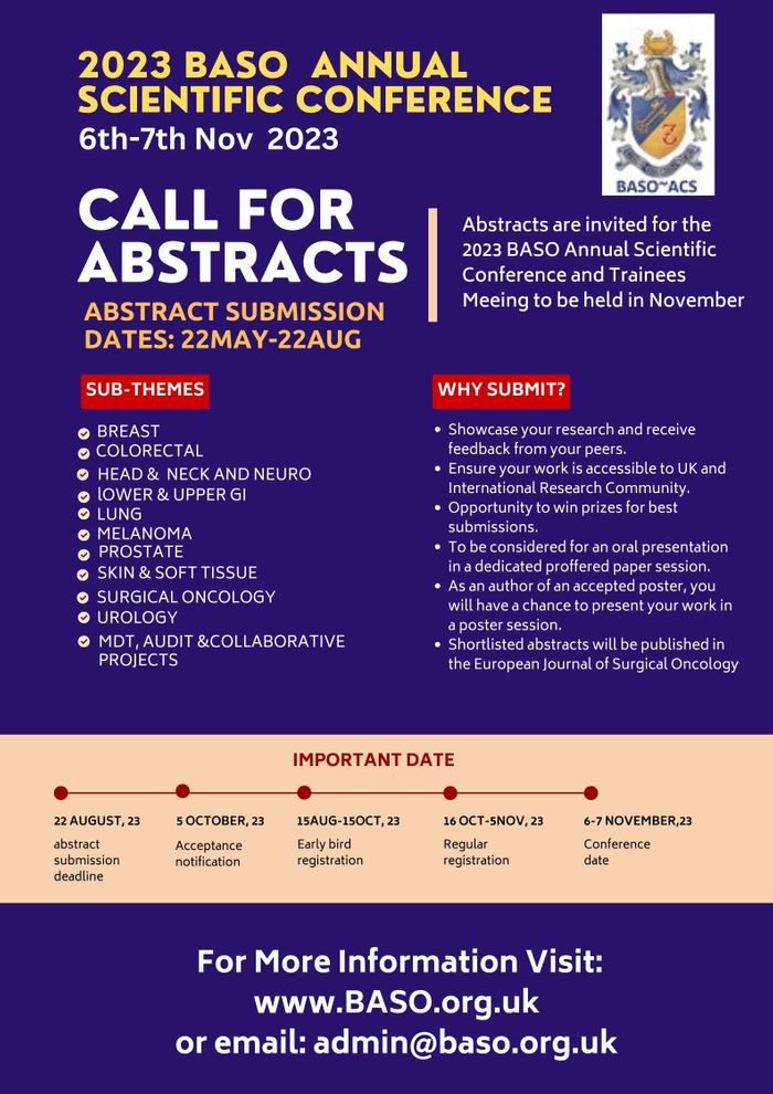 2023 BASO Annual Conference CALL FOR ABSTRACTS Oncology