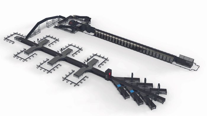 Modular sorting line for small and large parcels