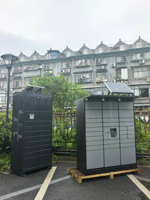 Battery-Powered smart locker with solar panel
