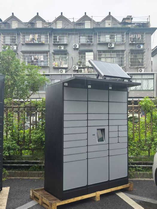 Battery-Powered smart locker with solar panel