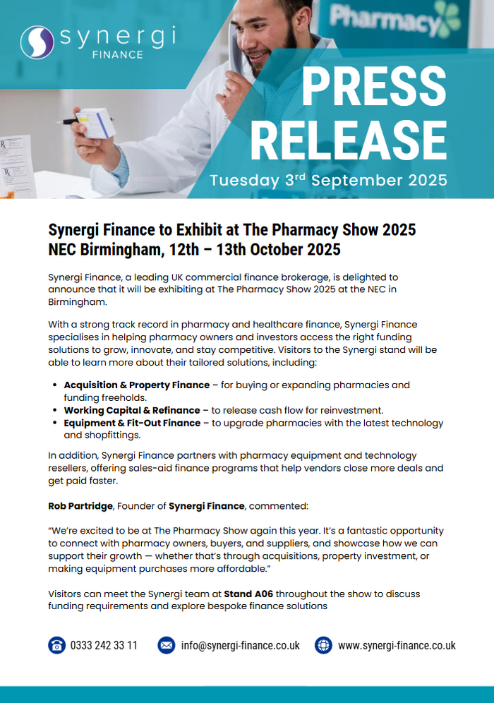 Synergi Finance to Exhibit at The Pharmacy Show 2025