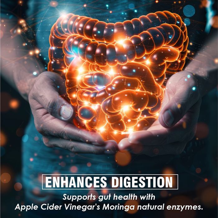 Vitaminnica ACV Moringa Effervescent Tablets 500mg Apple Cider Vinegar with No Added Sugar for Gut Health