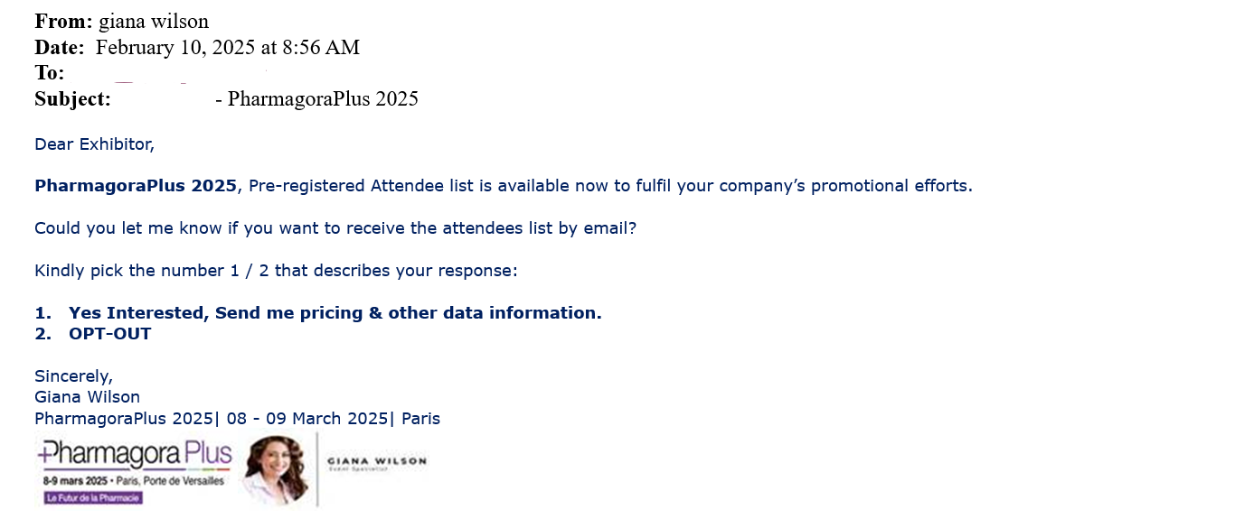 PGP - Exhibitor Spam