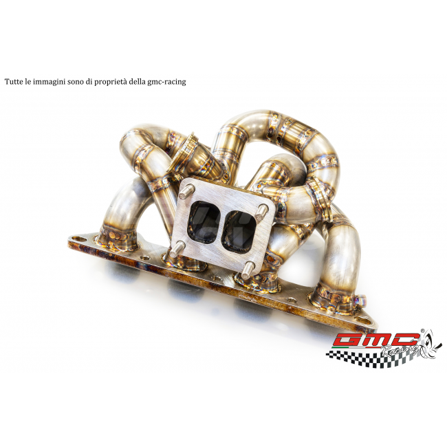 MANIFOLD FOR MITSUBISHI LANCER EVO VI-VII-VIII-IX WITH T4 TWINSCROLL TURBO CONNECTION, DOUBLE EXTERNAL WASTEGATE, DOWNPIPE KIT